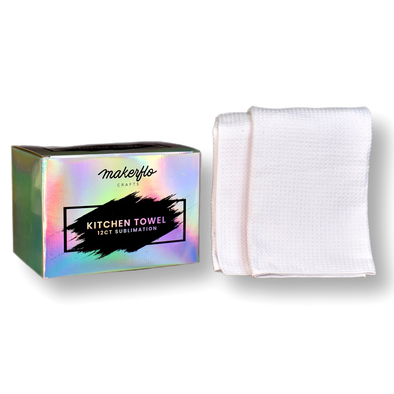 Makerflo Kitchen Towel for Drying High-Quality Polyester with Luxurious Waffle Weave Design Towels, Craft-Ready for DIY Gifts & Personalization - Sublimation